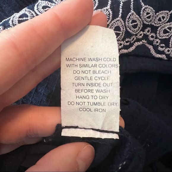 3 for $30! Snap navy dress with embroidery - Picture 7 of 12